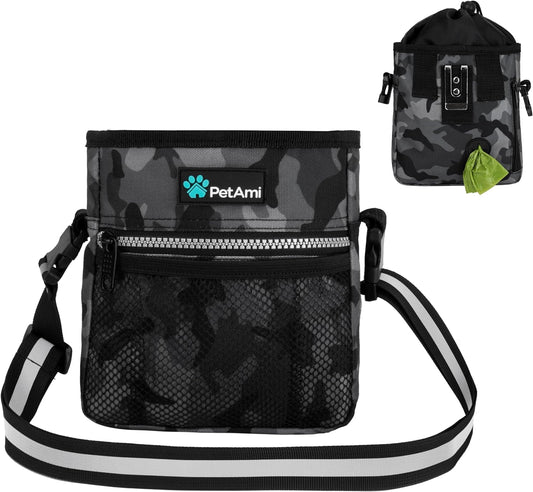 Hands Free Dog Treat Pouch for Training and Walking, Camo Black